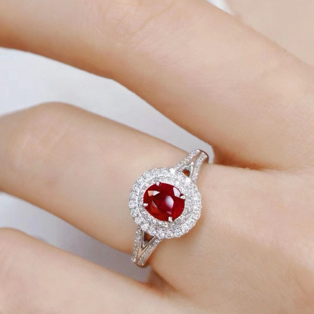 14k Gold 0.99 Ctw Natural Ruby & Diamond Ring - 4