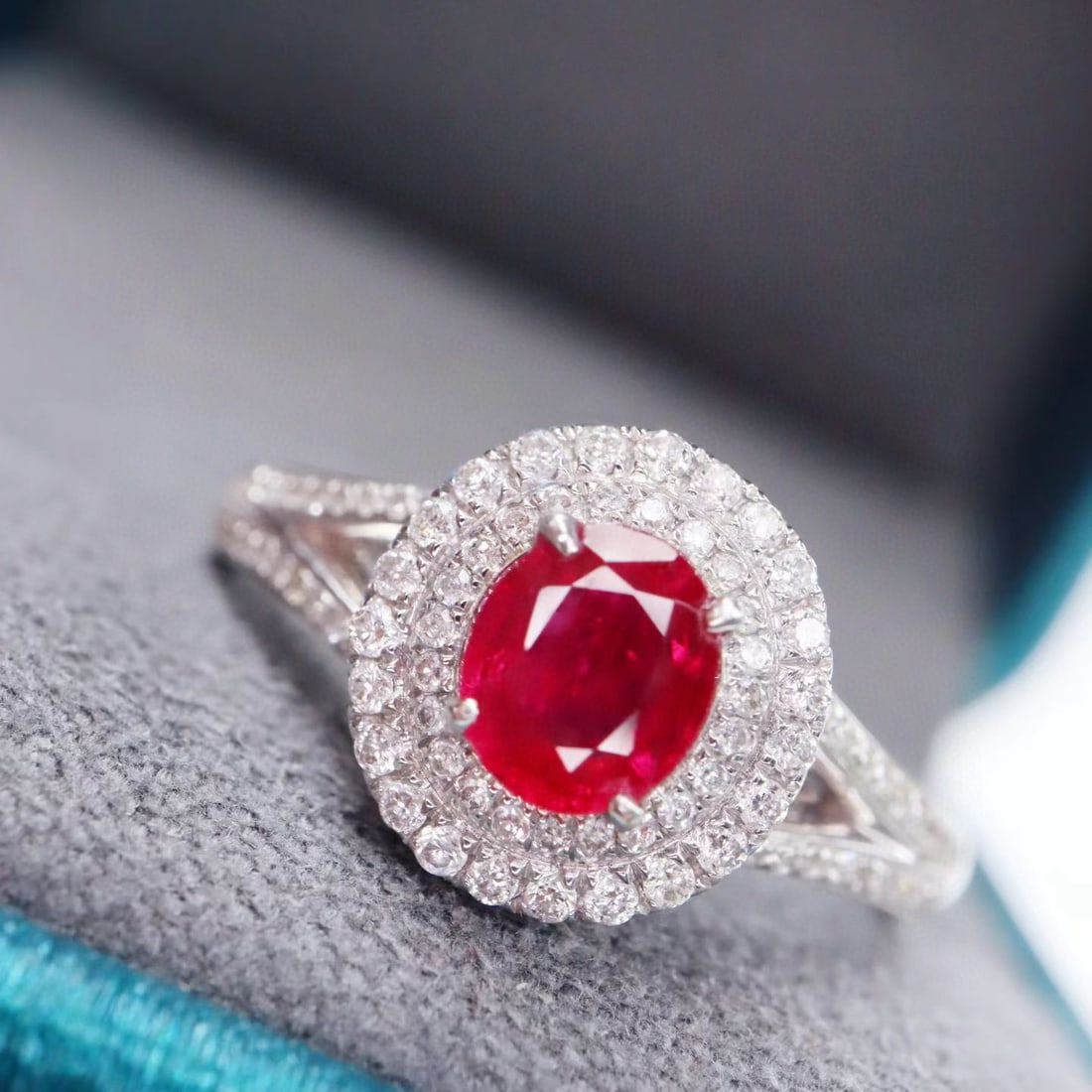 14k Gold 0.99 Ctw Natural Ruby & Diamond Ring - 5