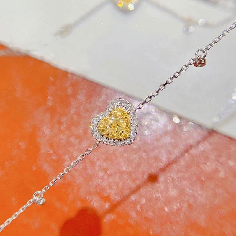 14k Gold 0.38 Ctw Natural Yellow Diamond & Diamond Bracelet - 2