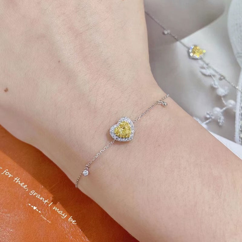14k Gold 0.38 Ctw Natural Yellow Diamond & Diamond Bracelet - 3