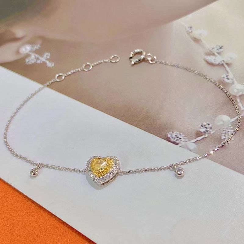 14k Gold 0.38 Ctw Natural Yellow Diamond & Diamond Bracelet - 4