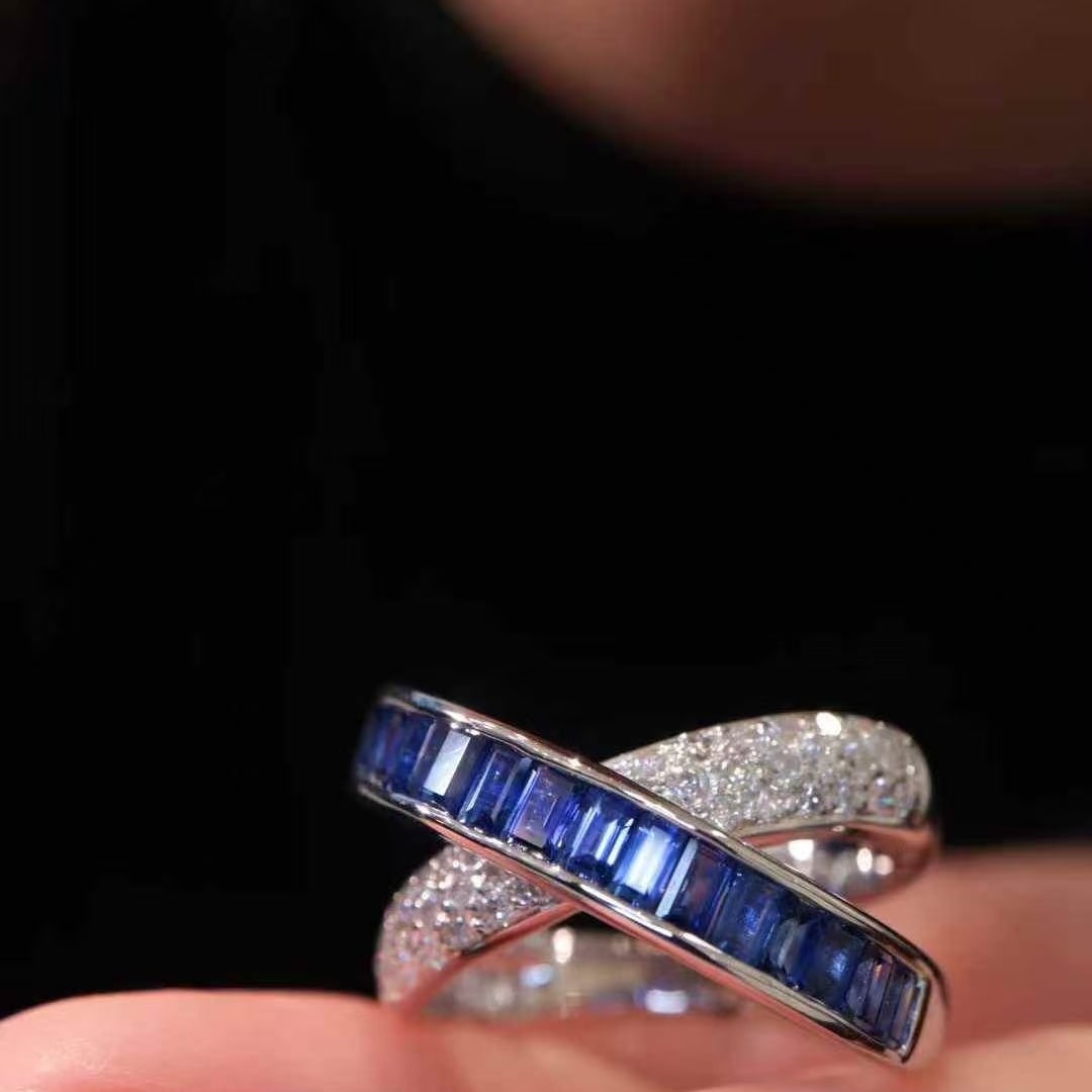 14k Gold 2.29 Ctw Natural Sapphire & Diamond Ring - 4