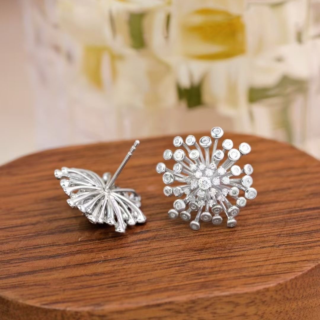 14k Gold 0.80 Ct Natural H Diamond Earrings - 3