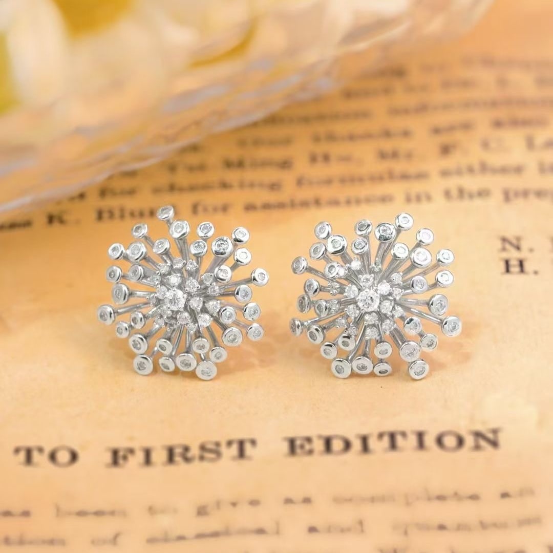 14k Gold 0.80 Ct Natural H Diamond Earrings - 4