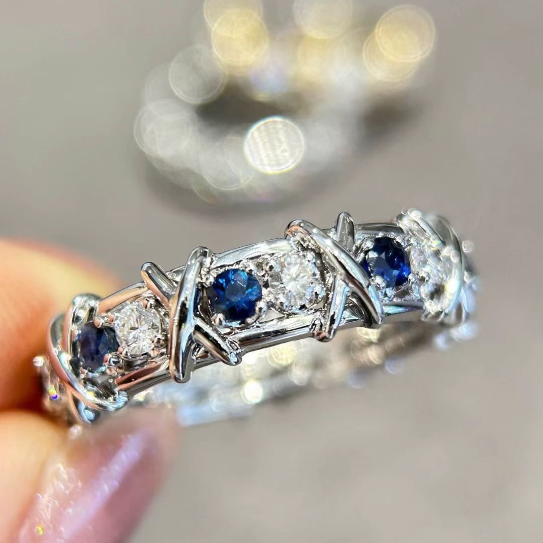 14k Gold 1.35 Ctw Natural Sapphire & Diamond Ring - 4