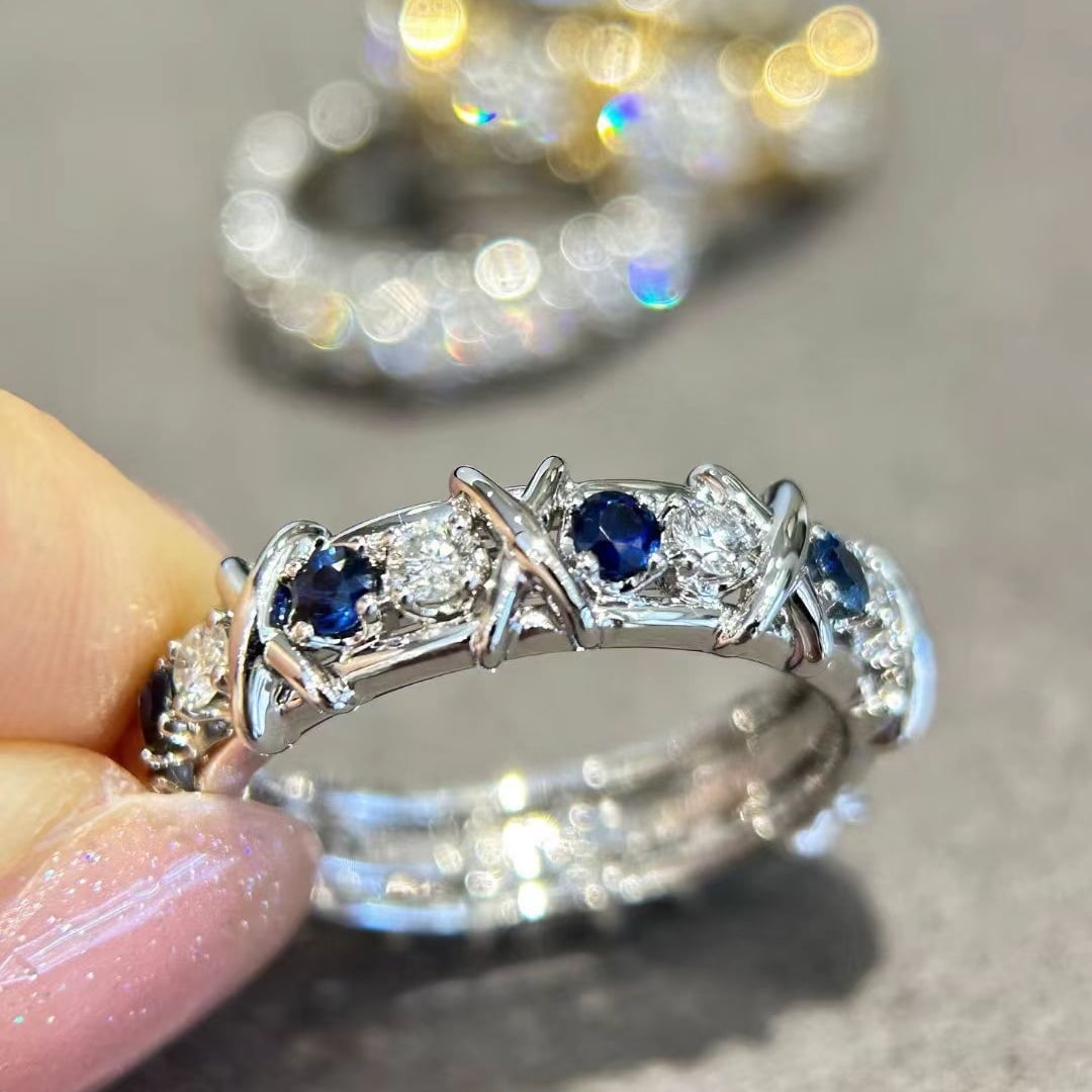 14k Gold 1.35 Ctw Natural Sapphire & Diamond Ring - 6