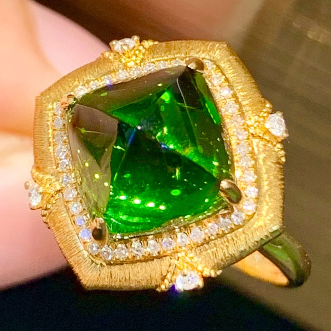 14k Gold 4.85 Ct Natural Tourmaline & Diamond Ring - 2