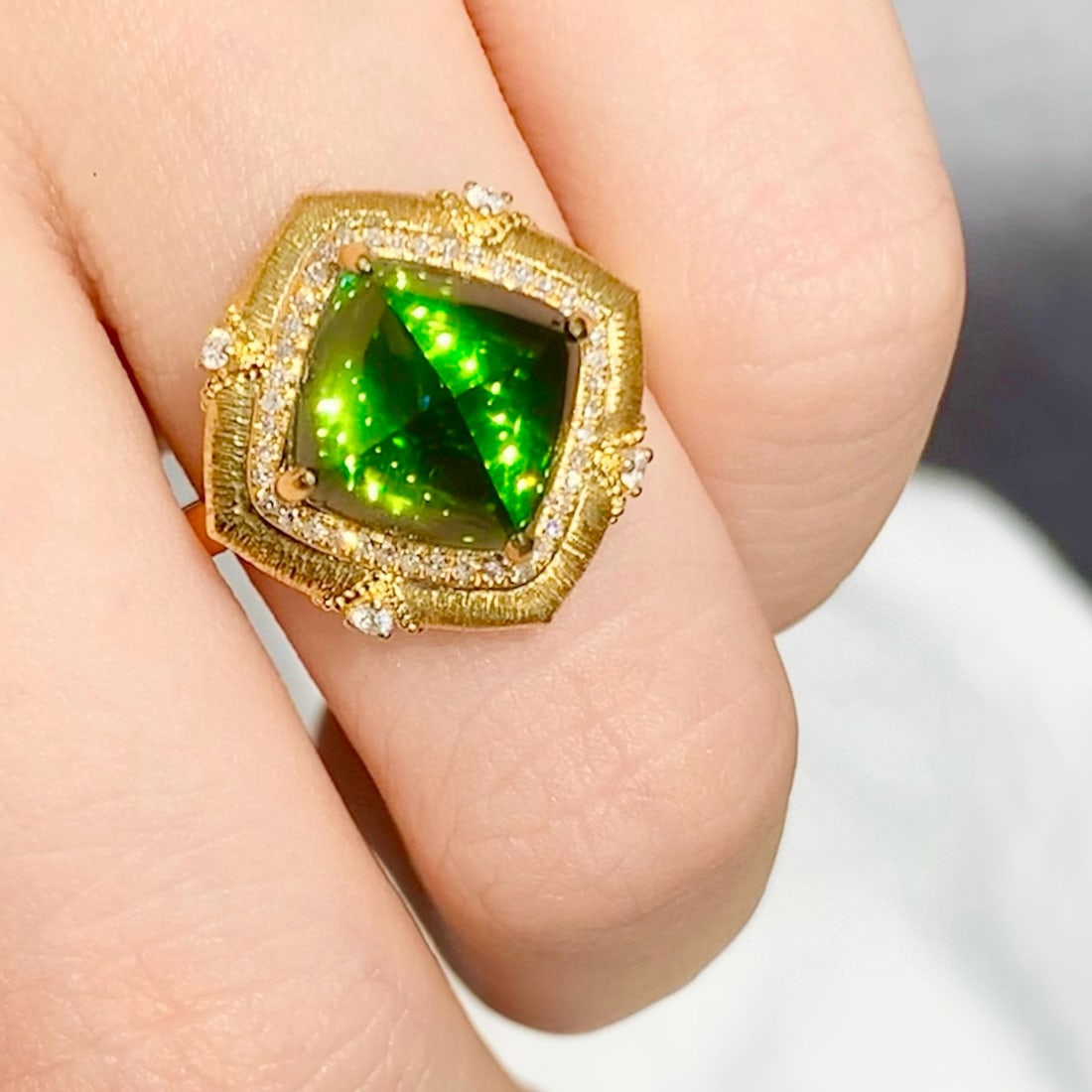14k Gold 4.85 Ct Natural Tourmaline & Diamond Ring - 5