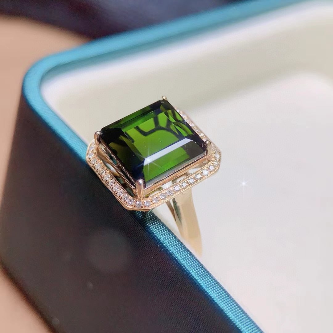14k Gold 8.18 Ctw Natural Tourmaline & Diamond Ring - 5