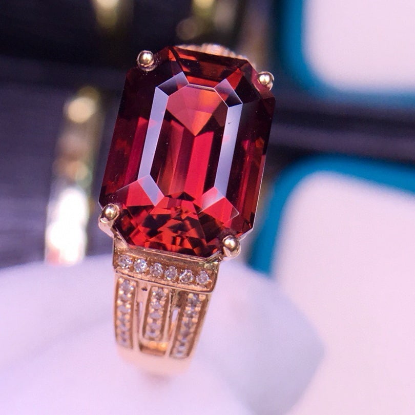 14k Gold 5.2 Ct Natural Tourmaline & Diamond Ring - 5