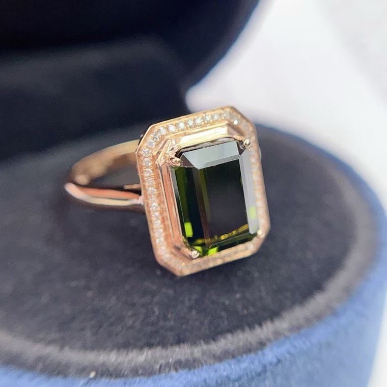 14k Gold 4.05 Ct Natural Tourmaline & Diamond Ring - 2