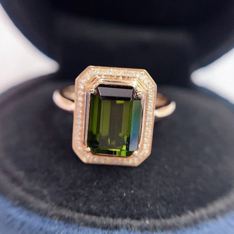 14k Gold 4.05 Ct Natural Tourmaline & Diamond Ring - 3