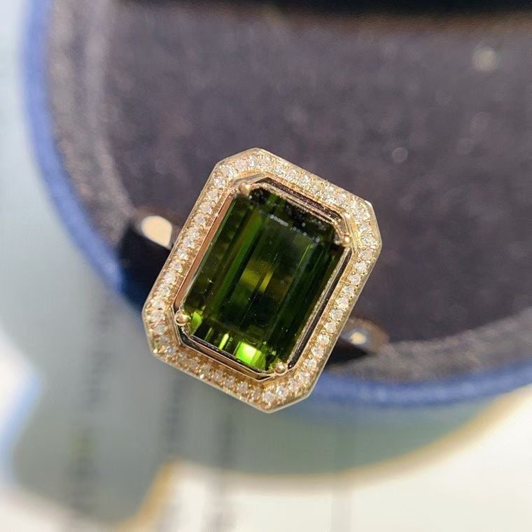 14k Gold 4.05 Ct Natural Tourmaline & Diamond Ring - 5