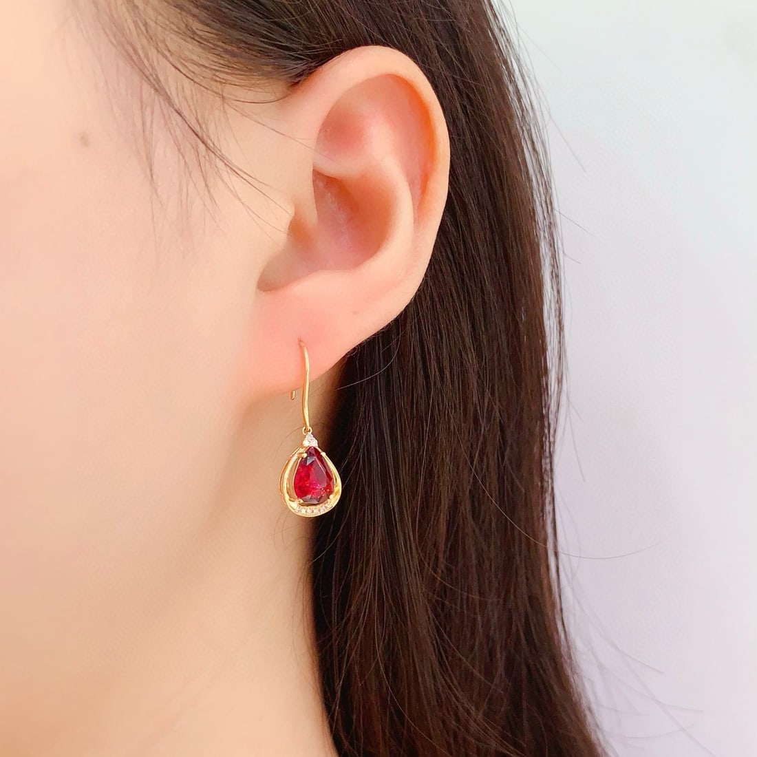 14k Gold 3 Ct Natural Tourmaline & Diamond Earrings - 5