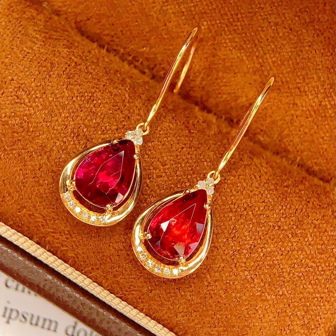 14k Gold 3 Ct Natural Tourmaline & Diamond Earrings - 6