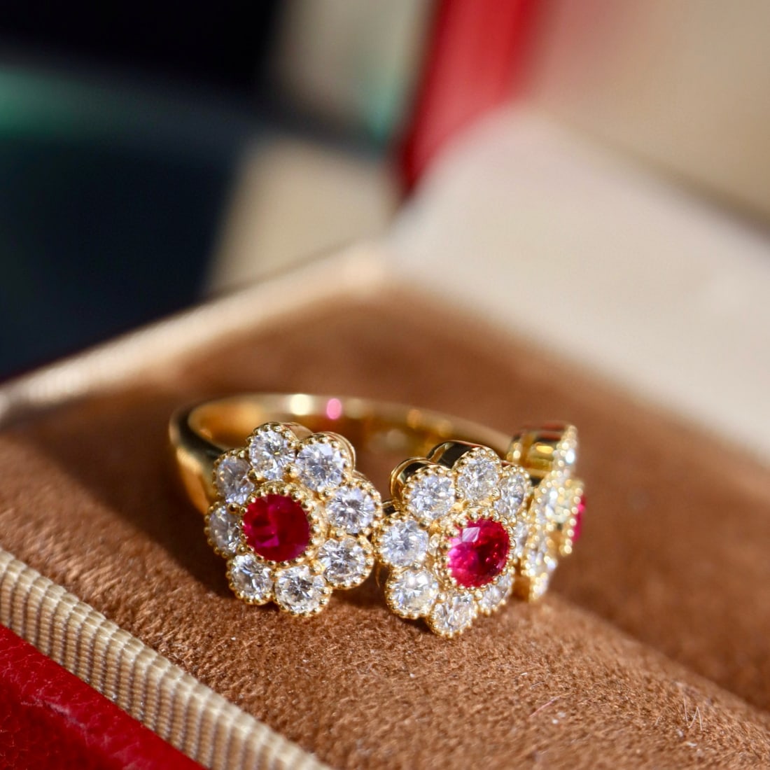14k Gold 1.75 Ctw Natural Ruby & Diamond Ring - 7