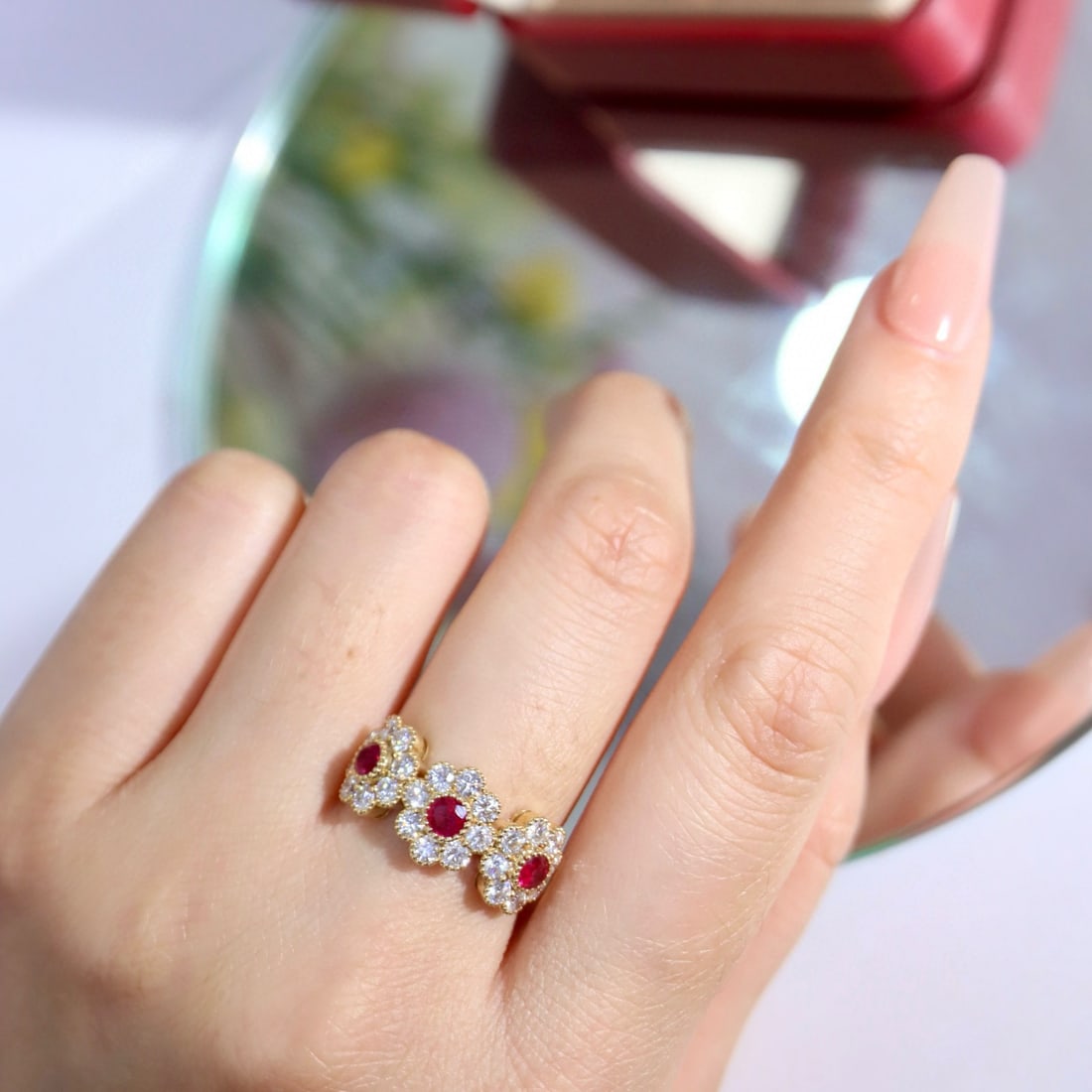 14k Gold 1.75 Ctw Natural Ruby & Diamond Ring - 8