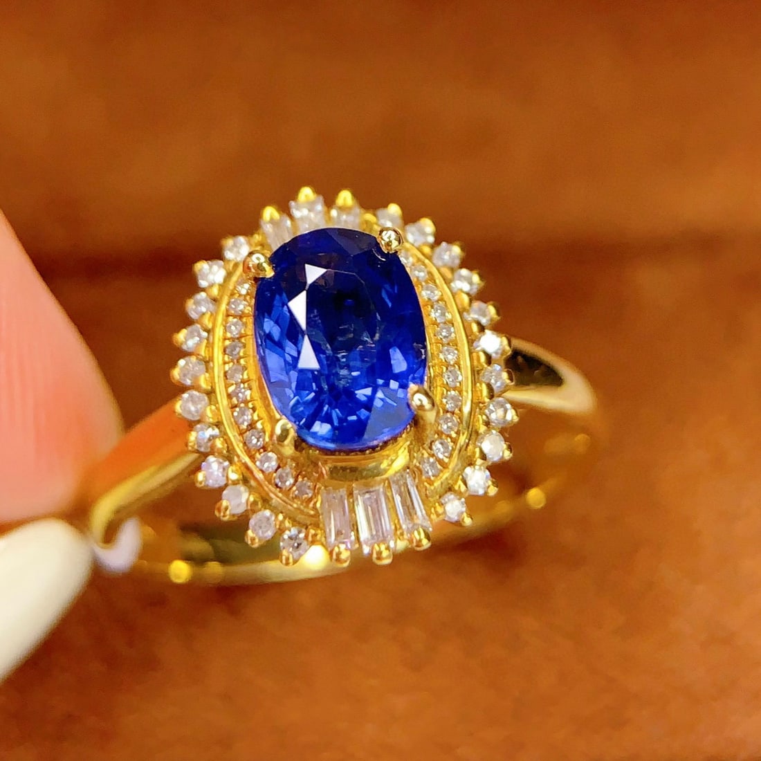 14k Gold 1.11 Ct Natural Sapphire & Diamond Ring - 5