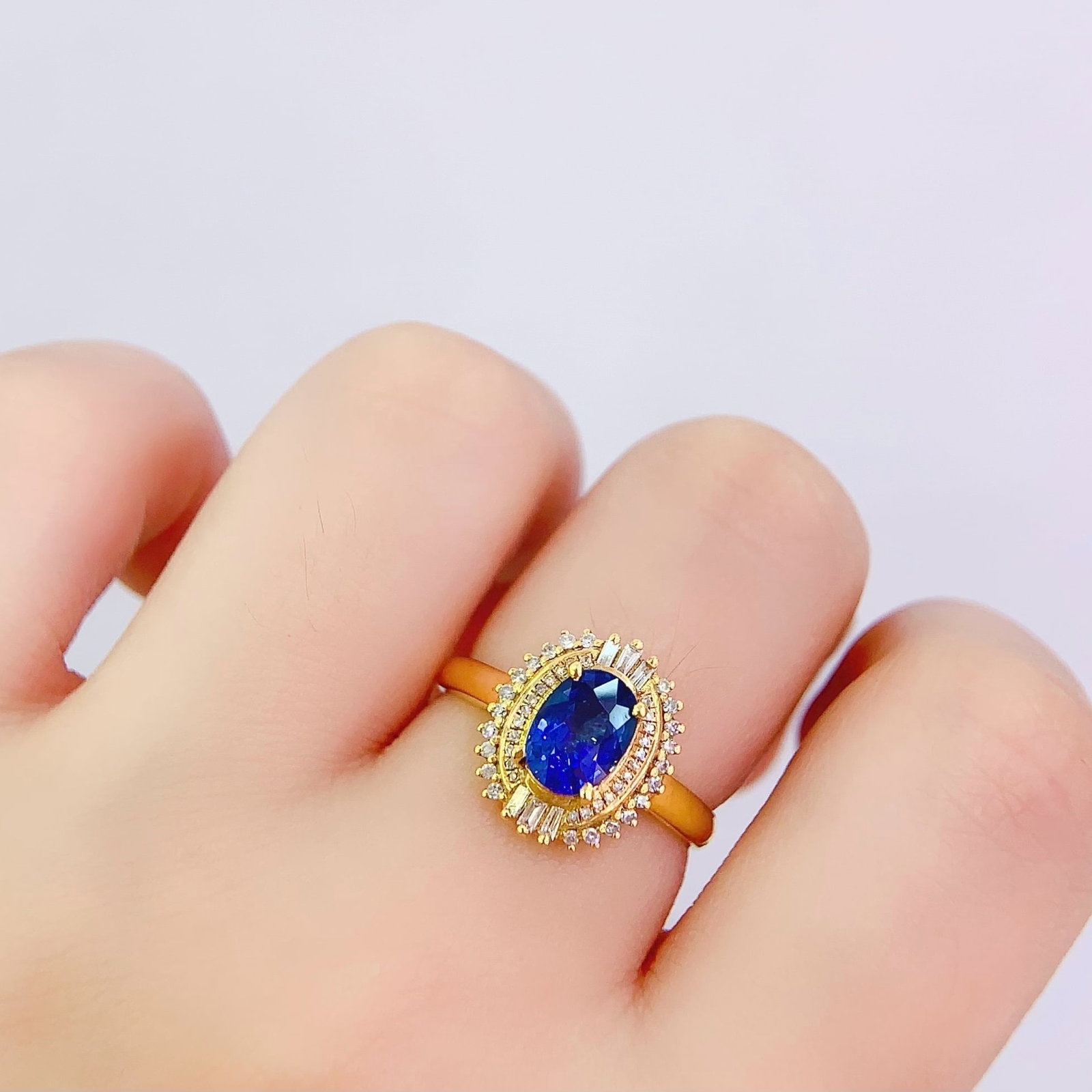 14k Gold 1.11 Ct Natural Sapphire & Diamond Ring - 6