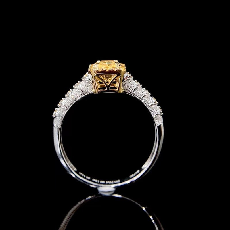 14k Gold 0.97 Ctw Natural Yellow Diamond & Diamond Ring - 2