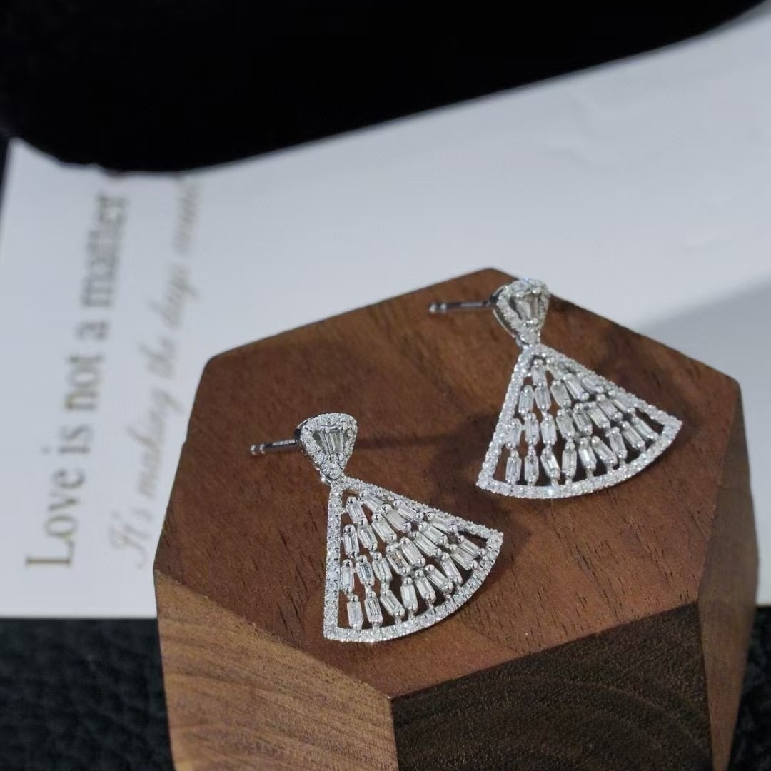 14k Gold 0.86 Ct Natural H Diamond Earrings - 3