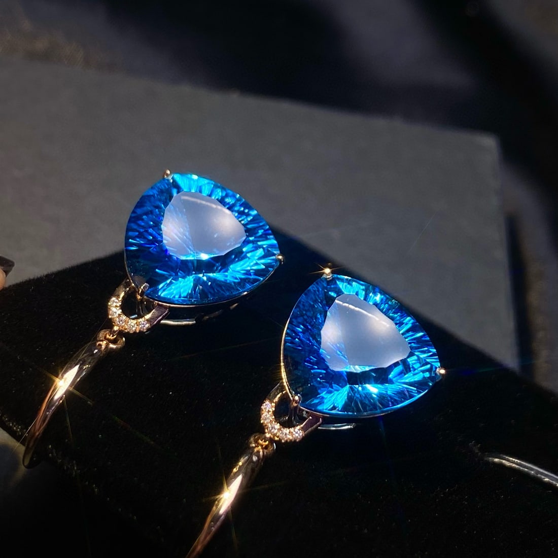 14k Gold 14.15 Ct Natural Topaz & Diamond Earrings - 2