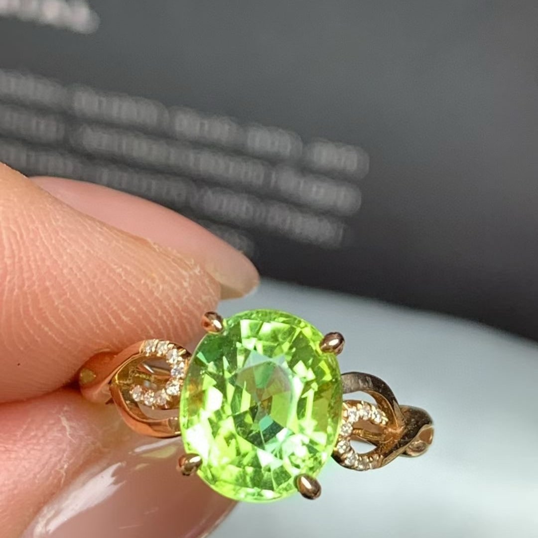 14k Gold 3.2 Ct Natural Tourmaline & Diamond Ring - 4