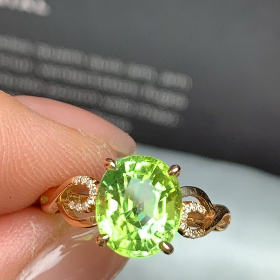 14k Gold 3.2 Ct Natural Tourmaline & Diamond Ring - 5