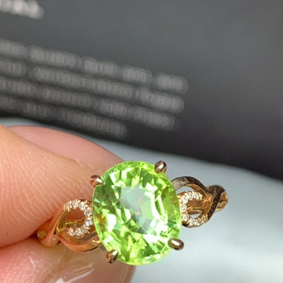 14k Gold 3.2 Ct Natural Tourmaline & Diamond Ring - 6