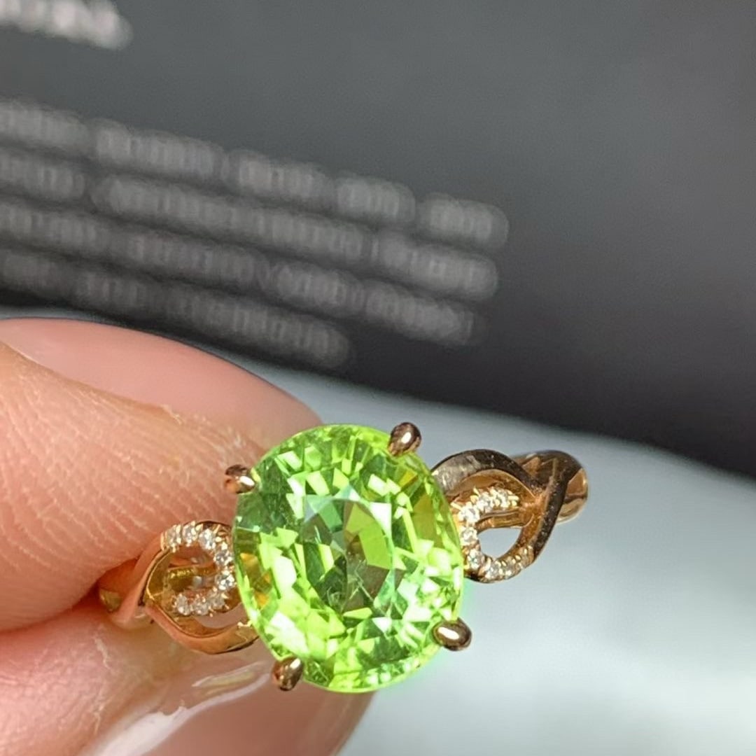 14k Gold 3.2 Ct Natural Tourmaline & Diamond Ring - 8