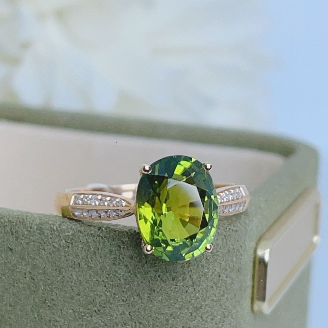14k Gold 2.6 Ct Natural Tourmaline & Diamond Ring - 4