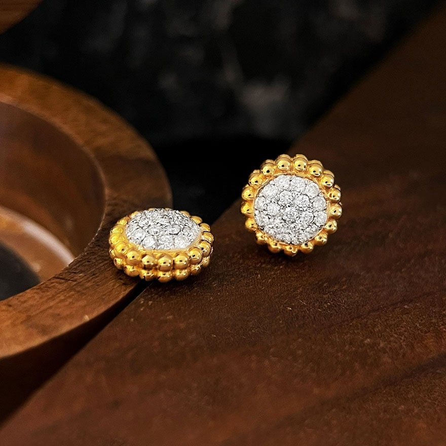 14k Gold 0.46 Ct Natural H Diamond Earrings - 2