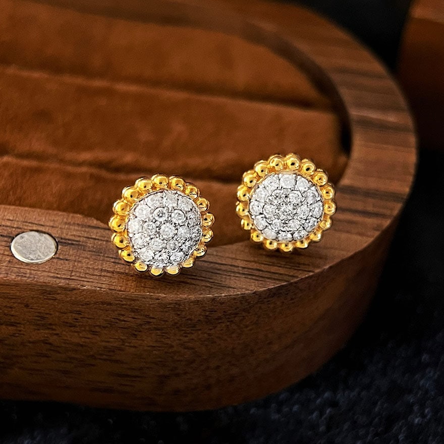 14k Gold 0.46 Ct Natural H Diamond Earrings - 3