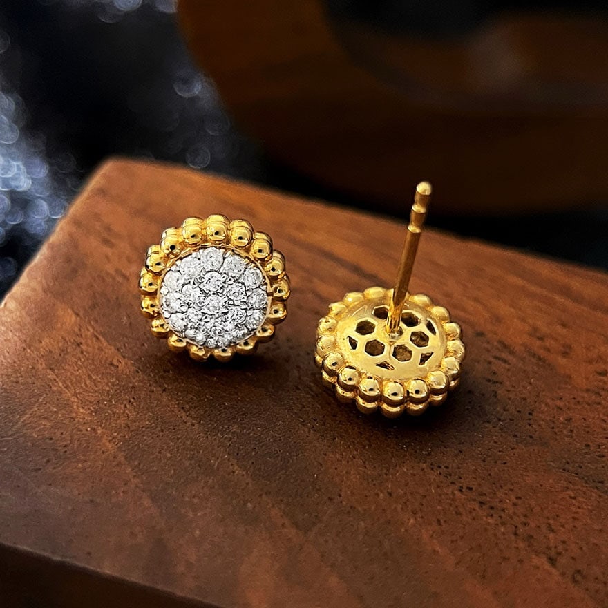 14k Gold 0.46 Ct Natural H Diamond Earrings - 4