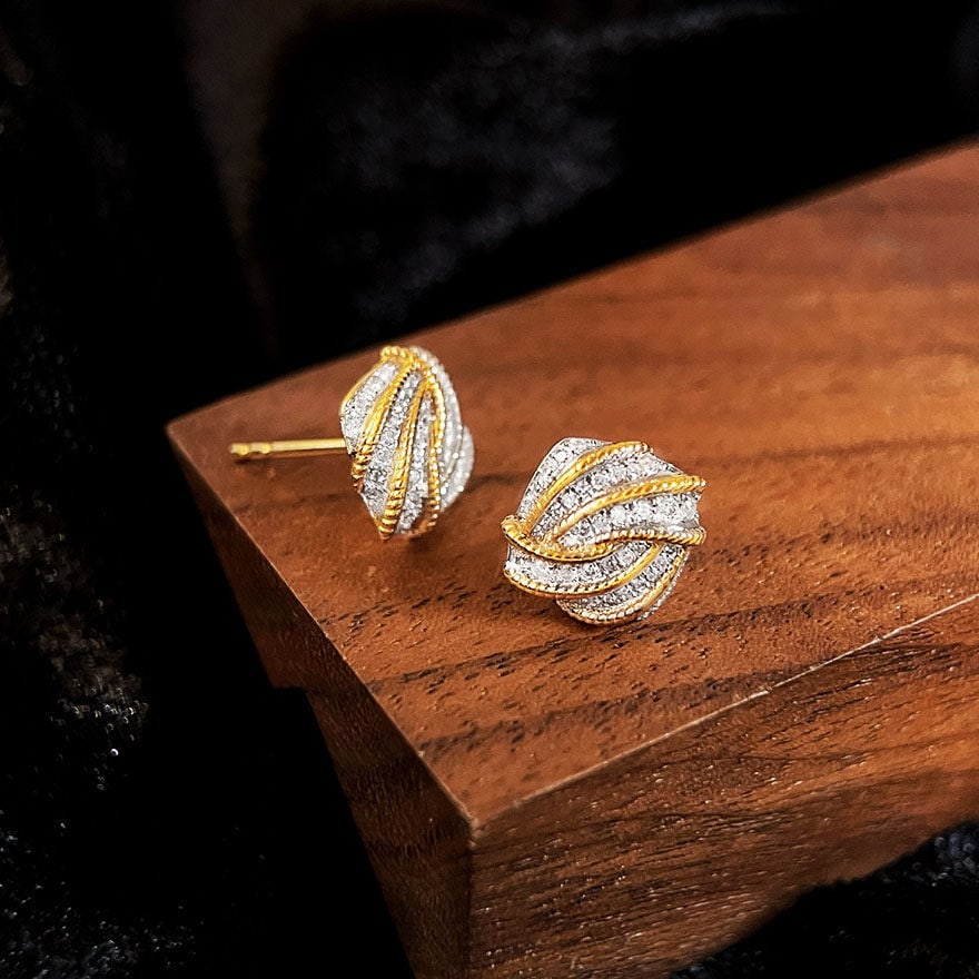 14k Gold 0.38 Ct Natural H Diamond Earrings - 2