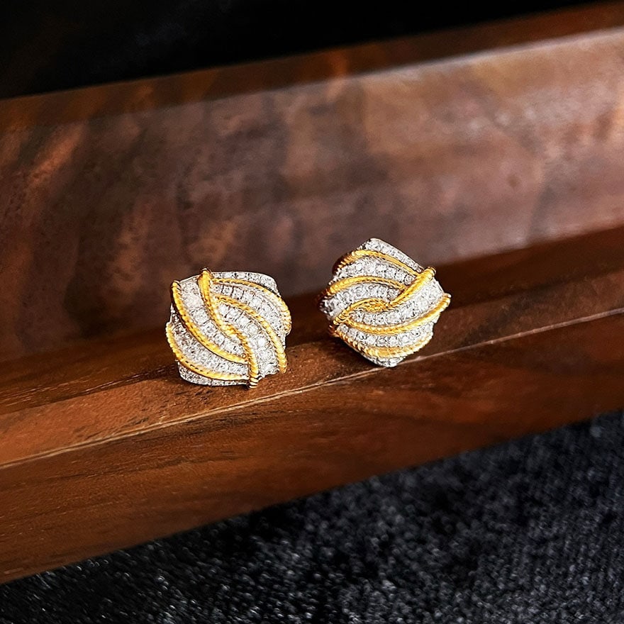 14k Gold 0.38 Ct Natural H Diamond Earrings - 4