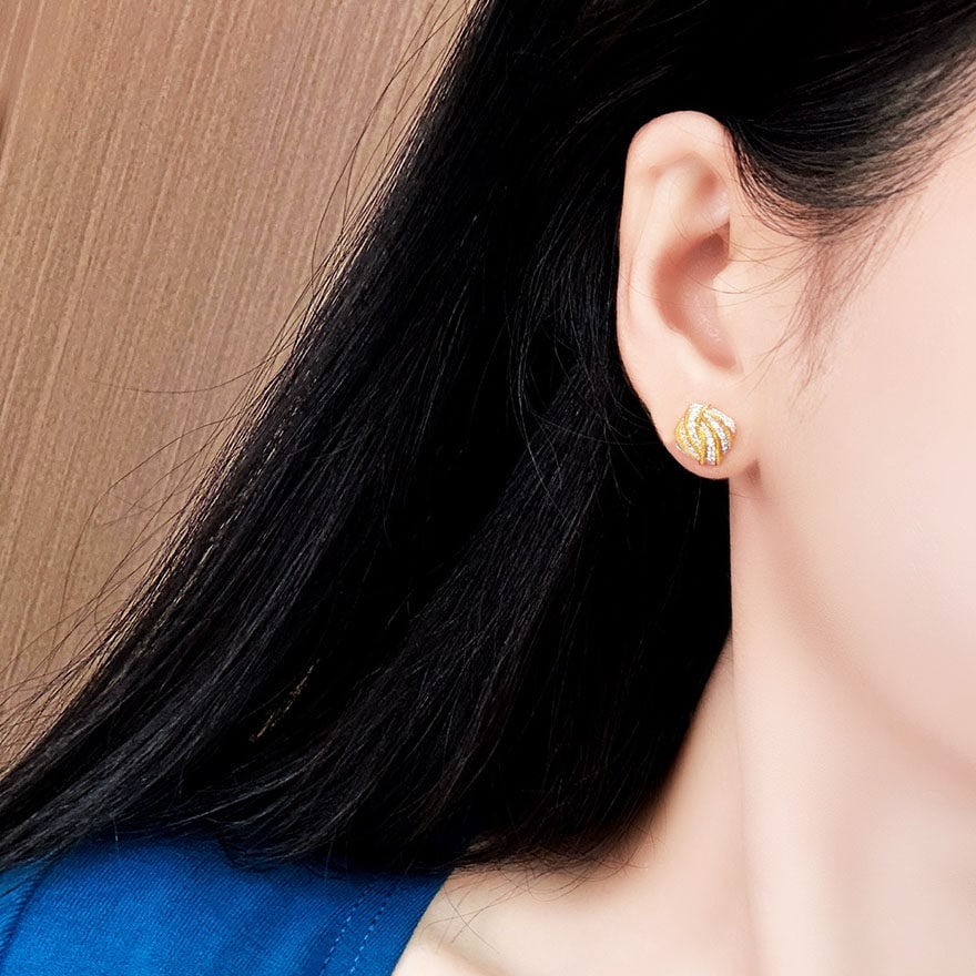 14k Gold 0.38 Ct Natural H Diamond Earrings - 6