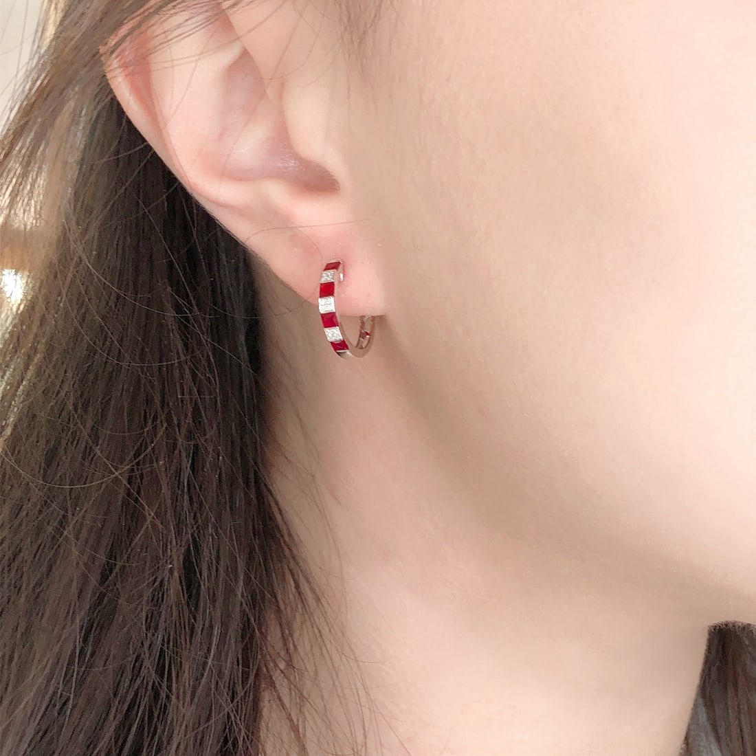 14k Gold 0.82 Ctw Natural Ruby & Diamond Earrings - 6