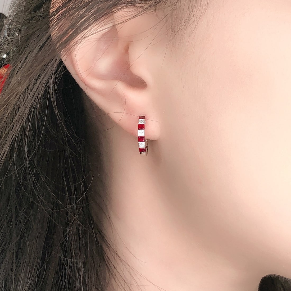 14k Gold 0.82 Ctw Natural Ruby & Diamond Earrings - 7