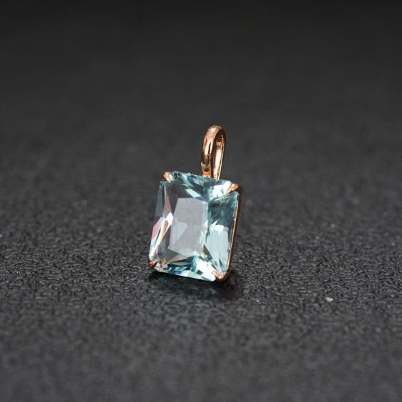14k Gold 3.82 Ct Natural Aquamarine Pendant( Without Chain ) - 3