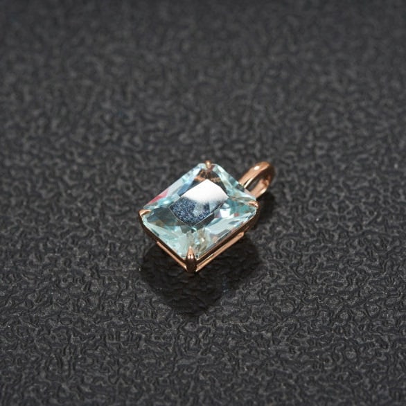 14k Gold 3.82 Ct Natural Aquamarine Pendant( Without Chain ) - 6