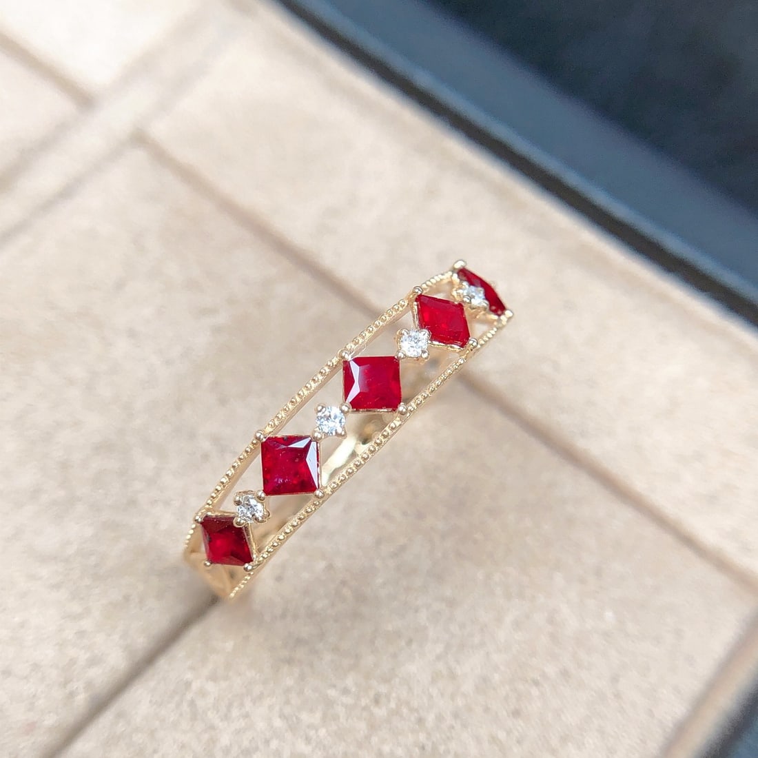 14k Gold 0.45 Ctw Natural Ruby & Diamond Ring - 4