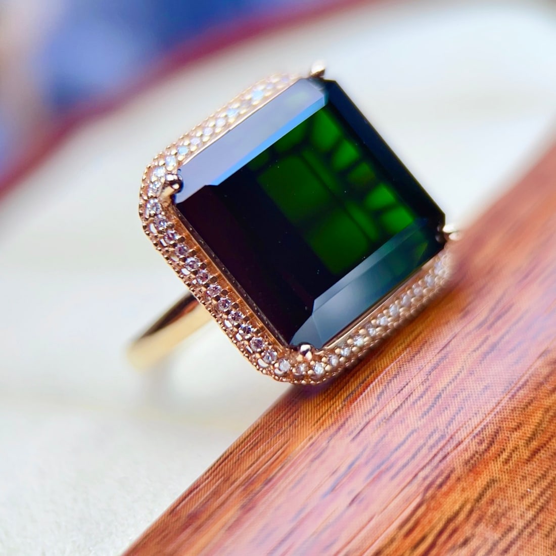 14k Gold 18.56 Ctw Natural Tourmaline & Diamond Ring - 5