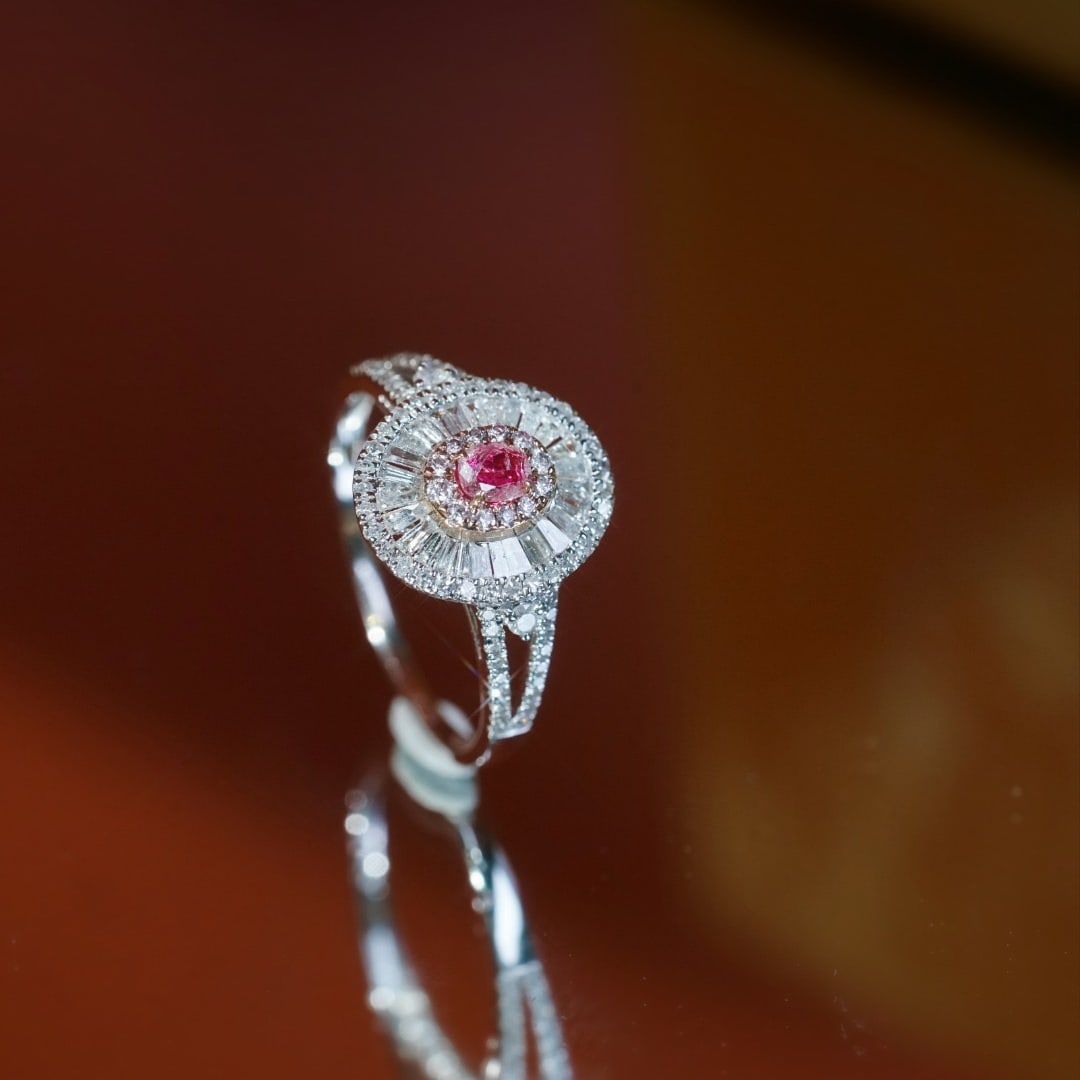 14k Gold 0.70 Ctw Natural Pink Diamond & Diamond Ring - 2