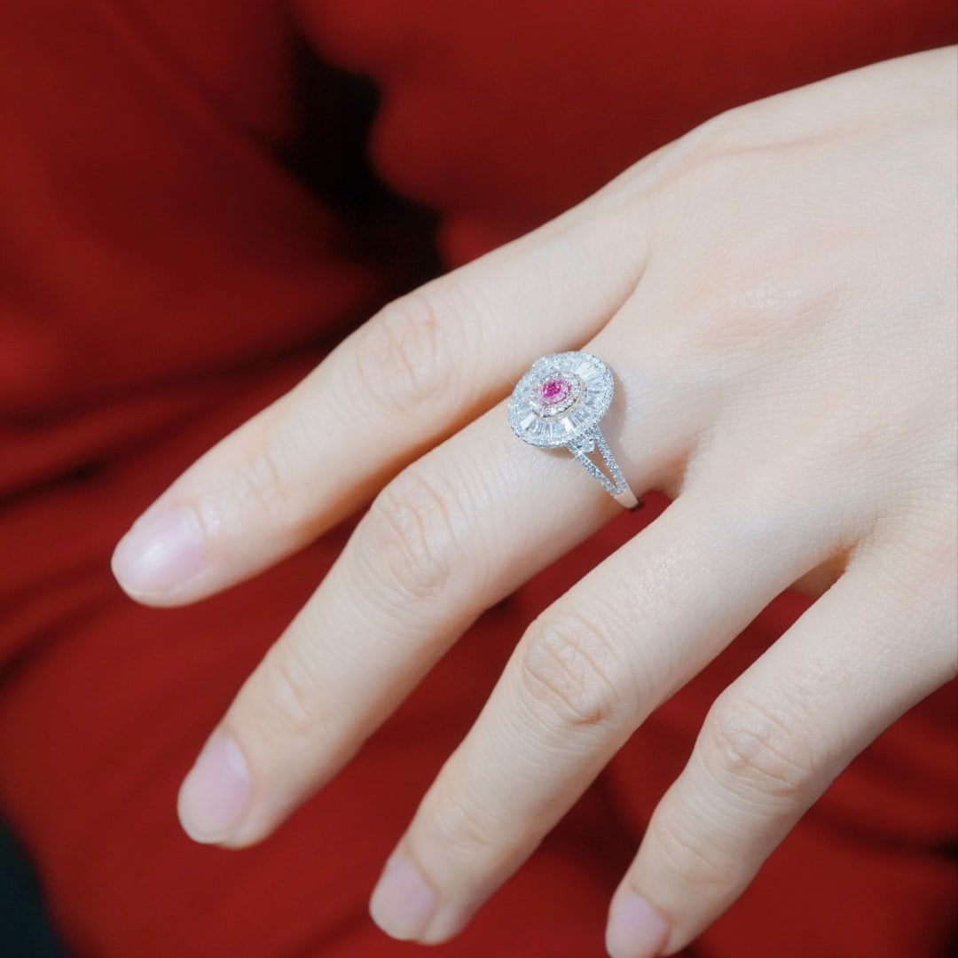14k Gold 0.70 Ctw Natural Pink Diamond & Diamond Ring - 3