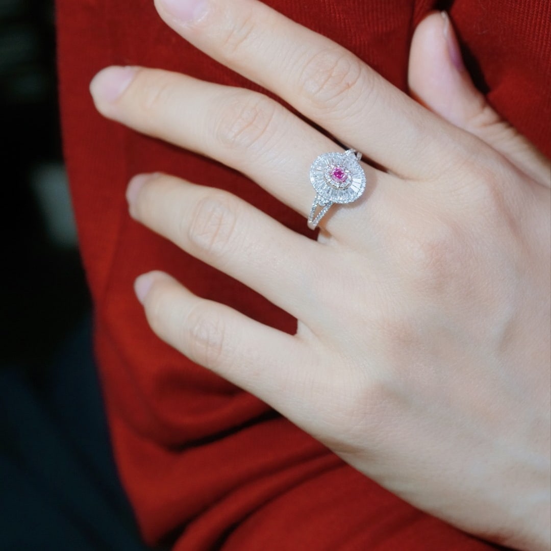 14k Gold 0.70 Ctw Natural Pink Diamond & Diamond Ring - 4