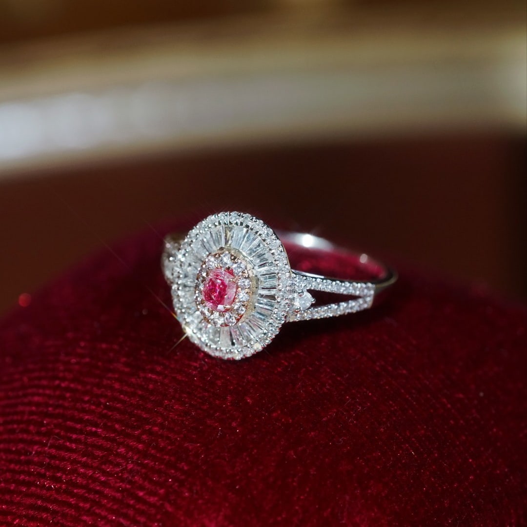 14k Gold 0.70 Ctw Natural Pink Diamond & Diamond Ring - 5