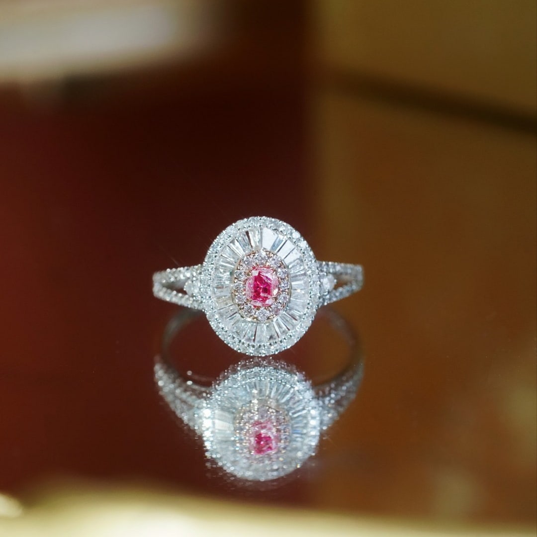 14k Gold 0.70 Ctw Natural Pink Diamond & Diamond Ring - 6