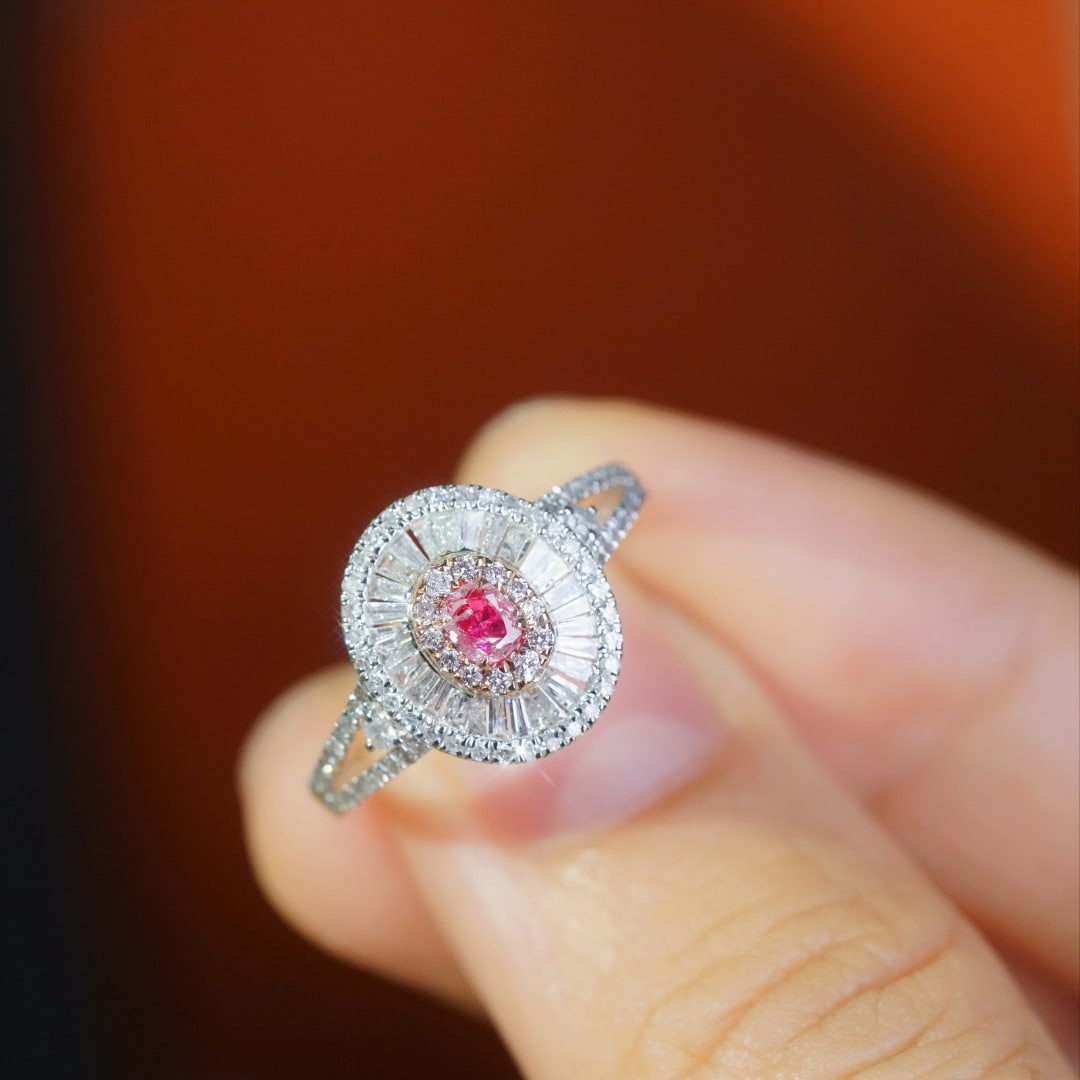 14k Gold 0.70 Ctw Natural Pink Diamond & Diamond Ring - 8