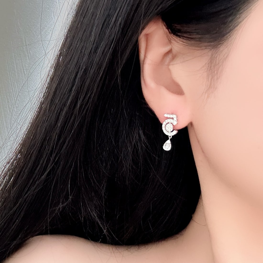 14k Gold 0.48 Ct Natural H Diamond Earrings - 5